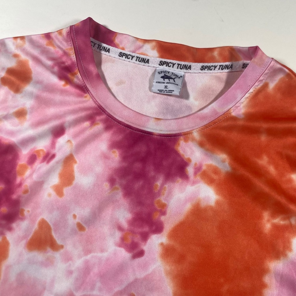 Spicy Tuna Coastal Outfitter Kids XL Pink Orange Tie Dye Long‎ Sleeve Shirt 2979